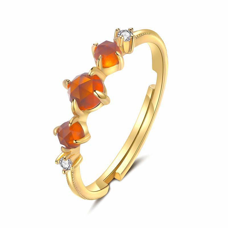 Bague ajustable en grenat orange Olivenorma