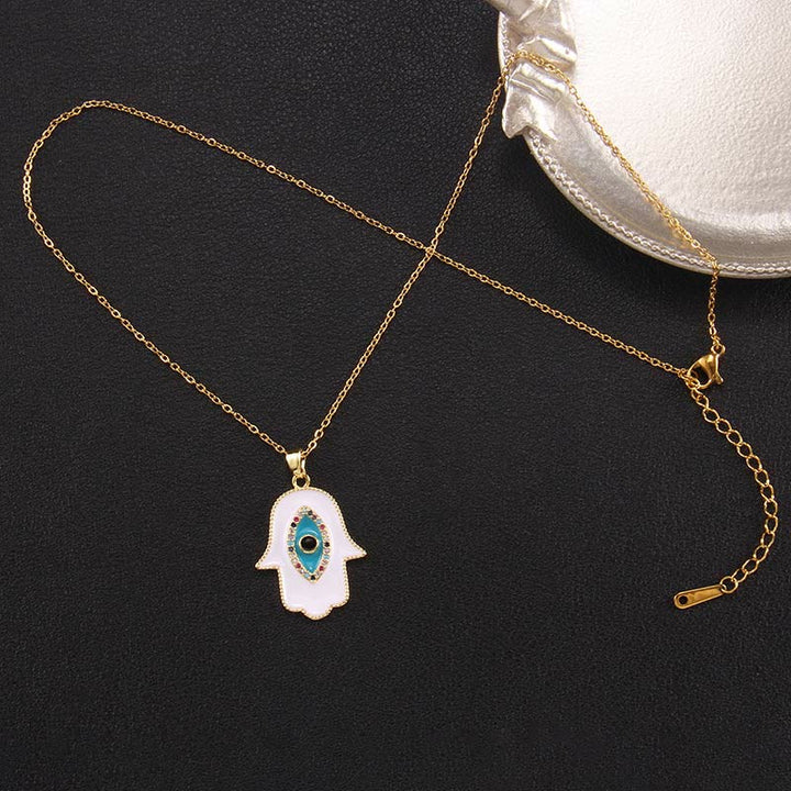 Collier Hamsa avec mauvais œil « Bonne fortune » Olivenorma