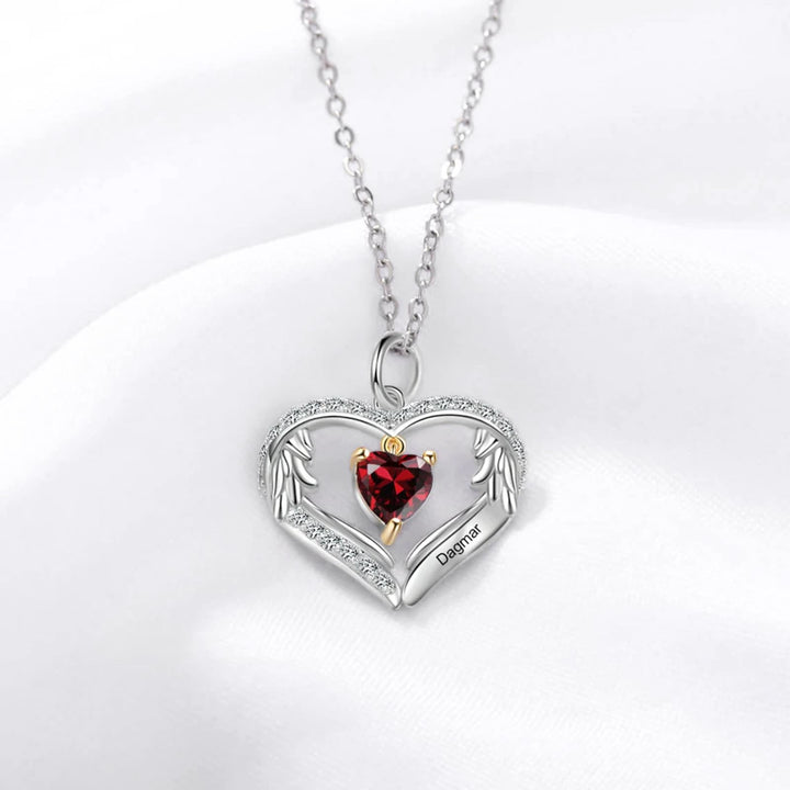 Collier avec pierre de naissance personnalisée et nom gravé en zircone cubique Olivenorma