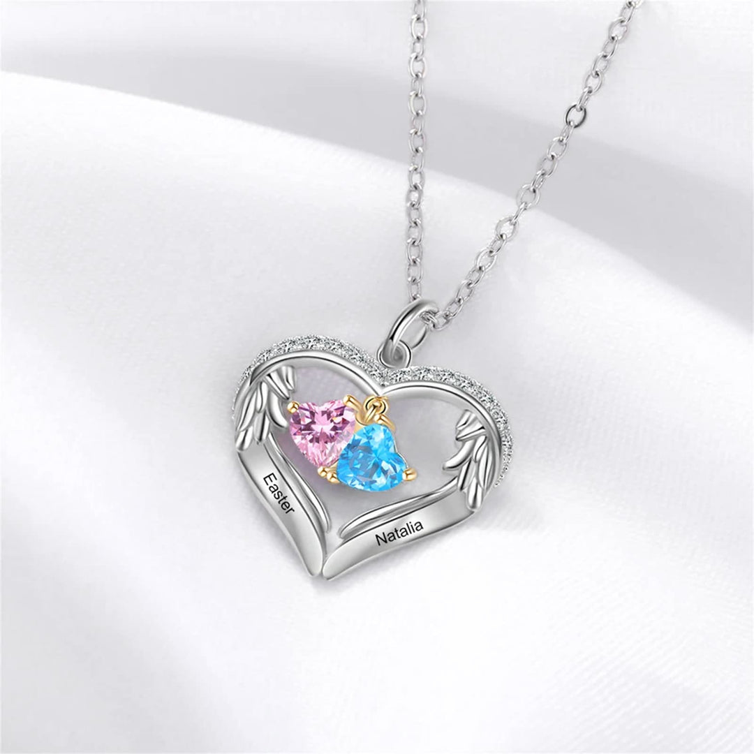 Collier avec pierre de naissance personnalisée et nom gravé en zircone cubique Olivenorma