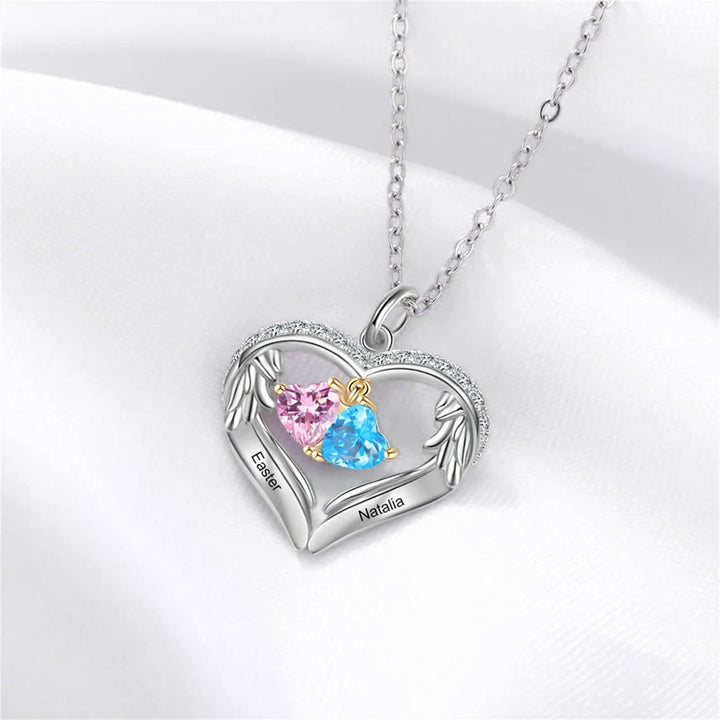 Collier avec pierre de naissance personnalisée et nom gravé en zircone cubique Olivenorma