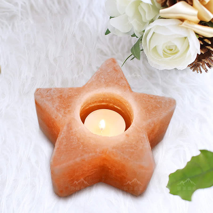 Bougeoir en forme d'étoile Olivenorma Lampe de sel rose de l'Himalaya