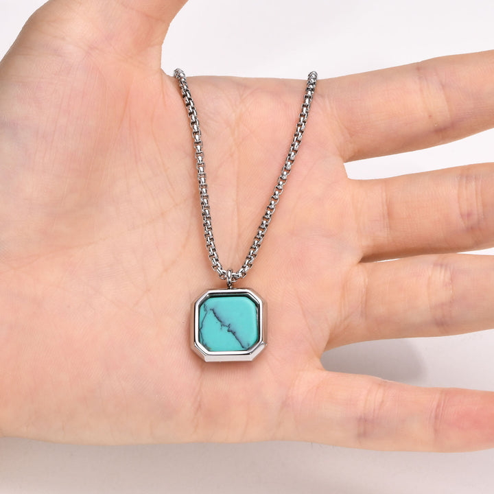 Collier long à chaîne pour homme avec pendentif carré Olivenorma