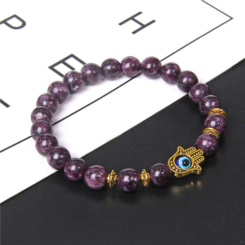 Bracelet homme Olivenorma Evil Eye Hamsa 8 mm en perles naturelles