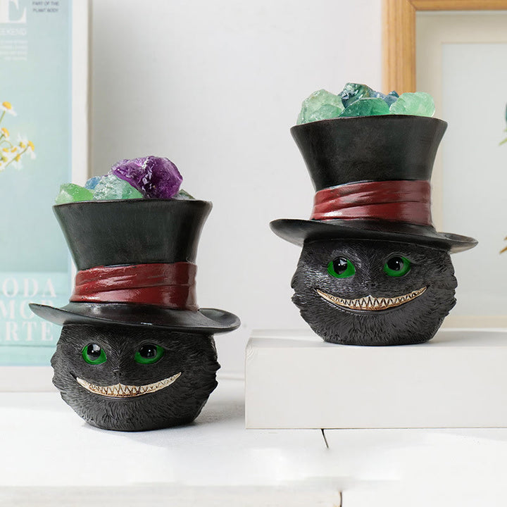 Lampe en cristal avec chapeau en fluorite naturelle Olivenorma pour chat noir