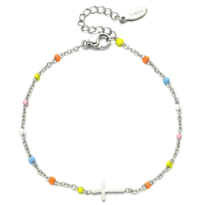 Bracelet en émail coloré avec croix du Christ Olivenorma