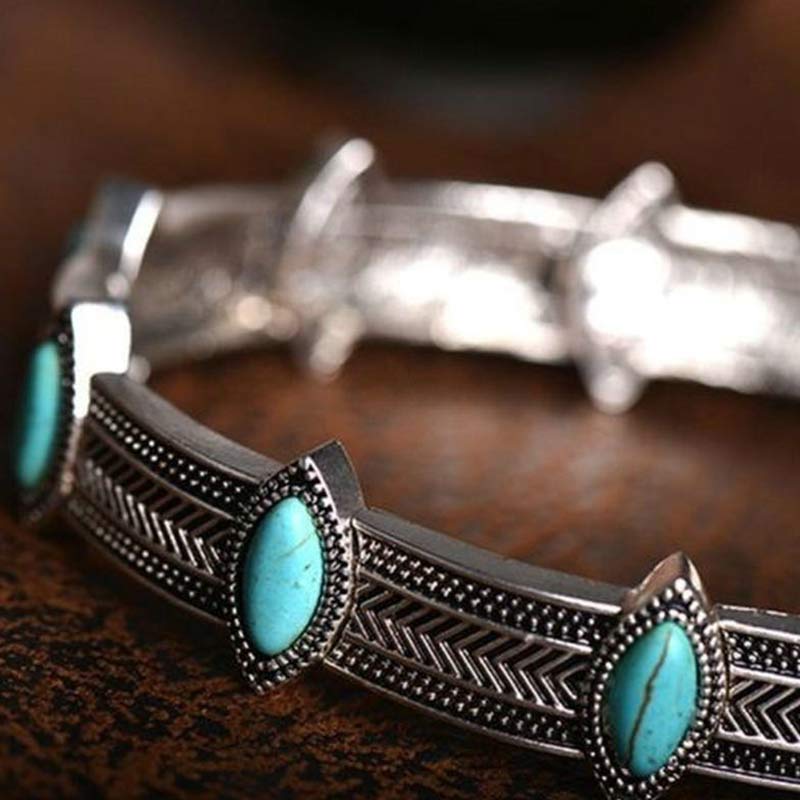Collier ras du cou ethnique turquoise de style rétro