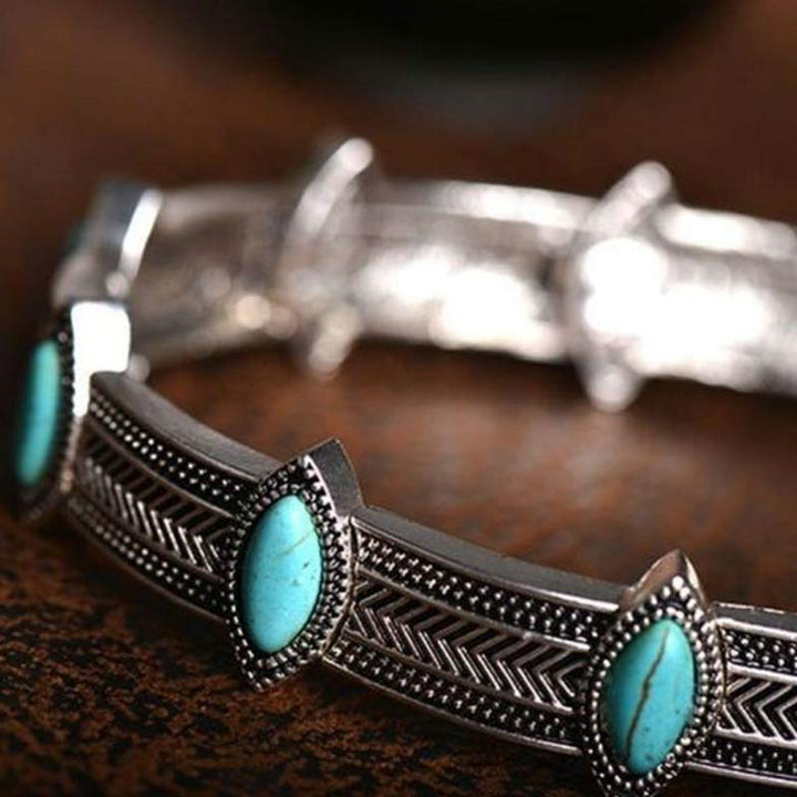 Collier ras du cou ethnique turquoise de style rétro