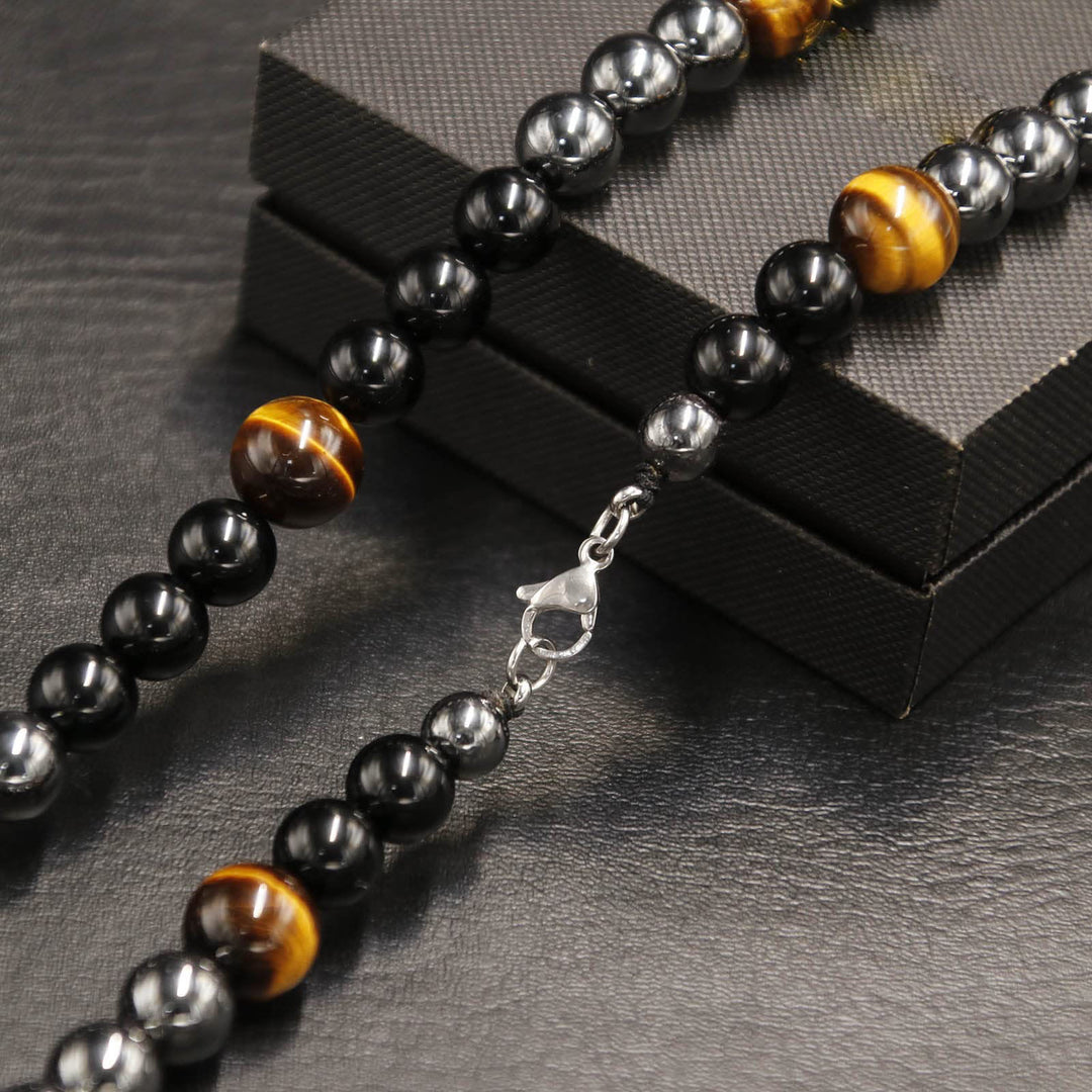 Collier de perles en hématite et obsidienne en cristal de guérison Olivenorma