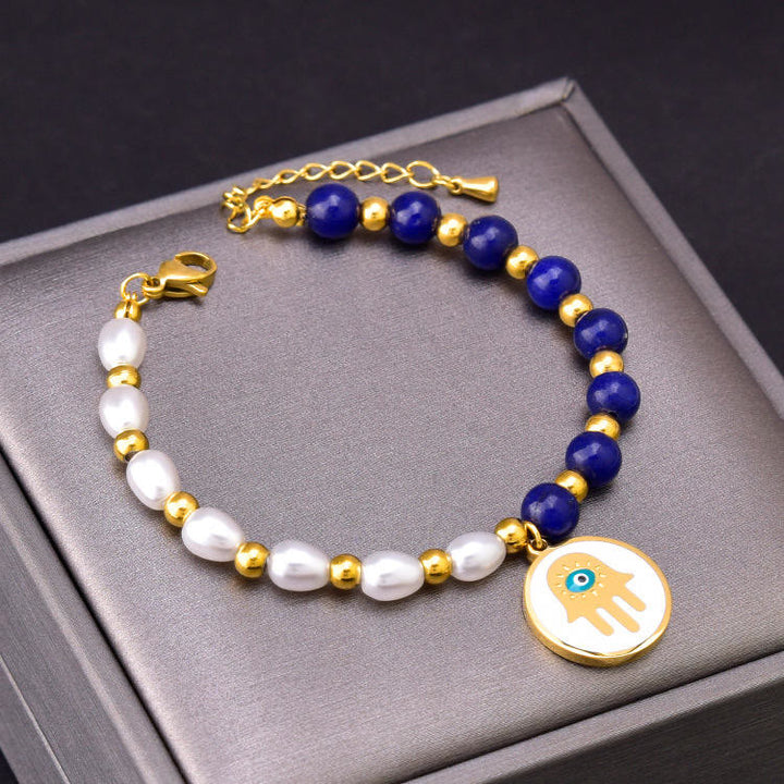 Ensemble collier, bracelet et boucles d'oreilles en perles de lapis-lazuli et turquoise Olivenorma