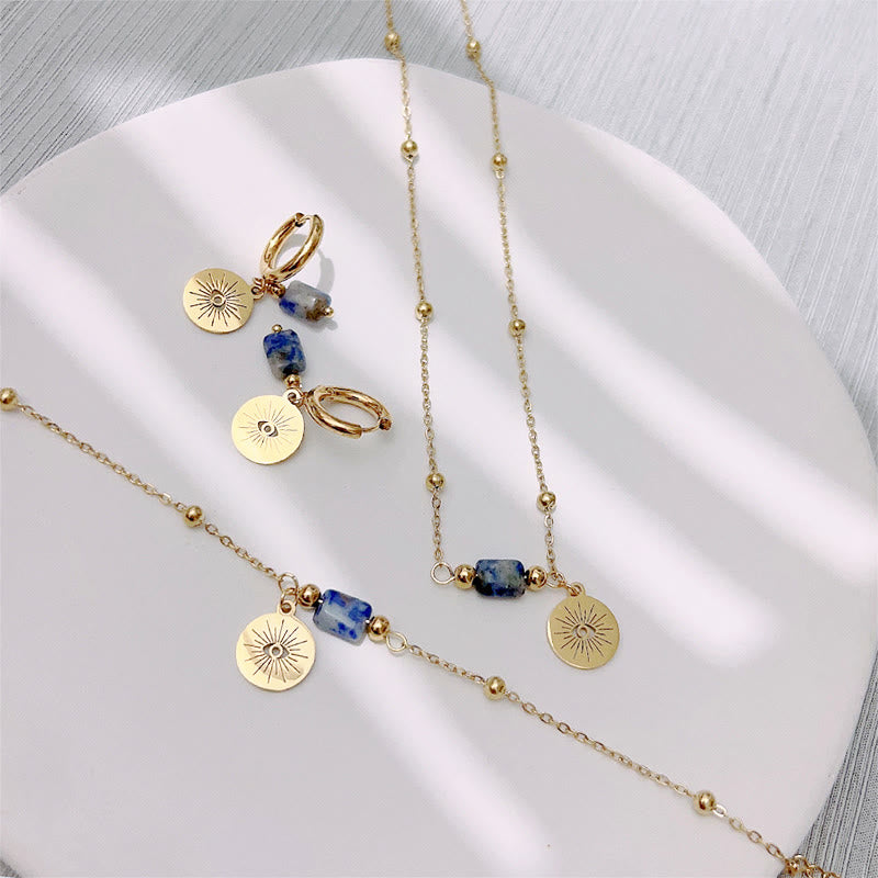 Collier et bracelet en sodalite bleue naturelle Olivenorma avec mauvais œil