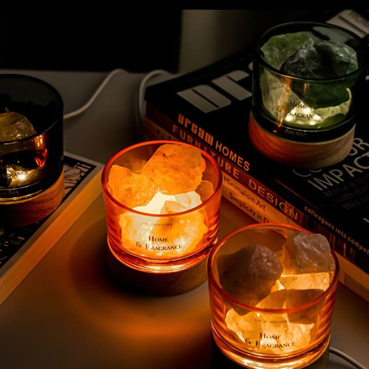 Lampe d'aromathérapie en cristal pour diffuseur d'huiles essentielles sans feu Olivenorma