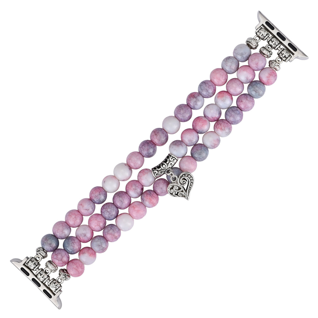 Bracelet de montre Apple en corde élastique perlée avec rhodochrosite Olivenorma
