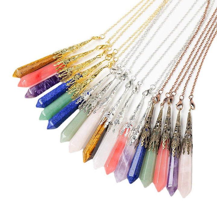 Pendule à chaîne en cuivre doré et argent avec cristaux naturels Olivenorma