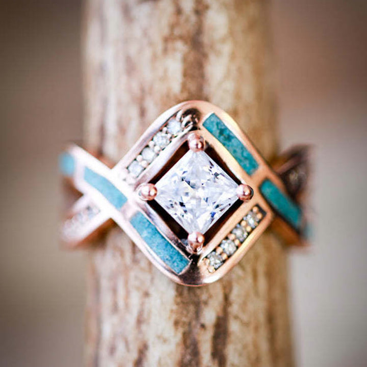 Bague Olivenorma en argent plaqué S925 avec turquoise et zircon
