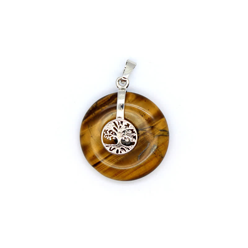 Collier Arbre de vie avec boucle de paix en cristal naturel Olivenorma