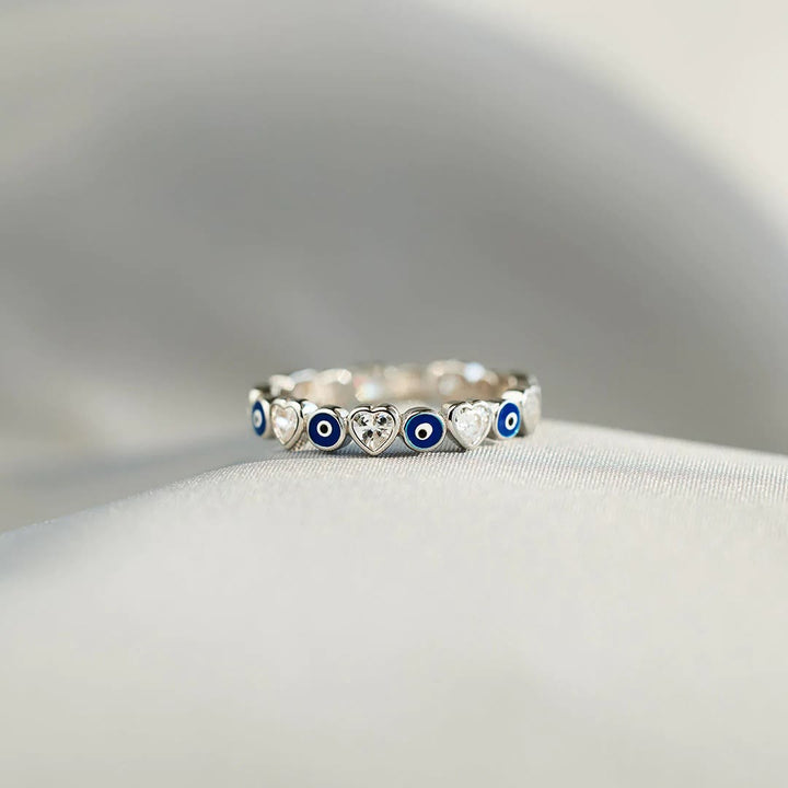 Bague Olivenorma en argent sterling S925 avec zircon blanc et cœur œil mauvais