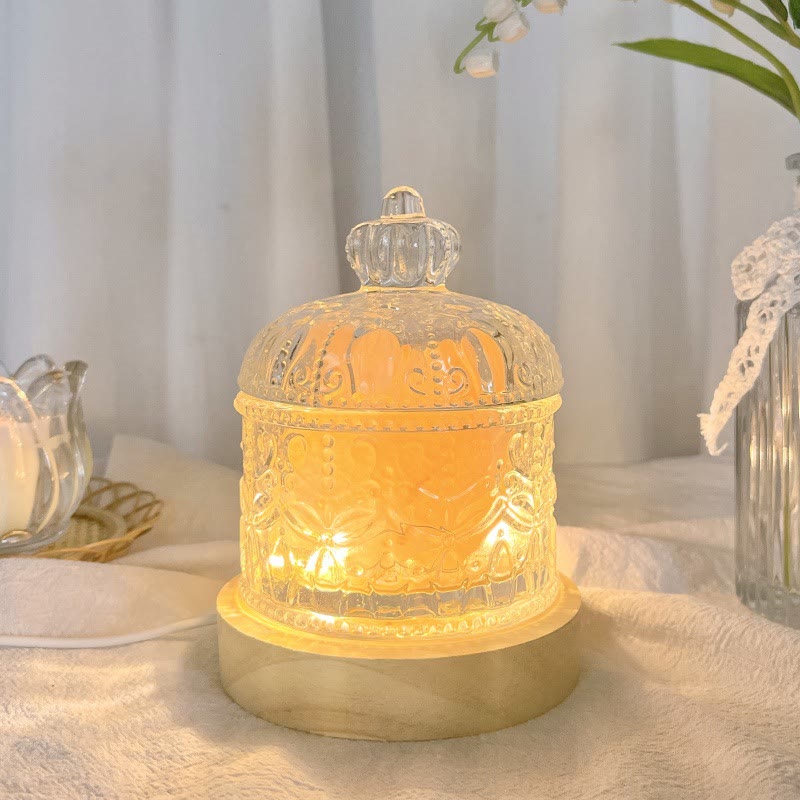 Lampe d'aromathérapie en cristal avec diffuseur en pierre sculptée Olivenorma