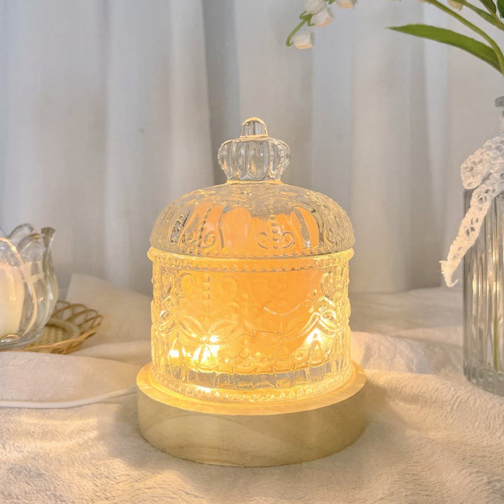 Lampe d'aromathérapie en cristal avec diffuseur en pierre sculptée Olivenorma