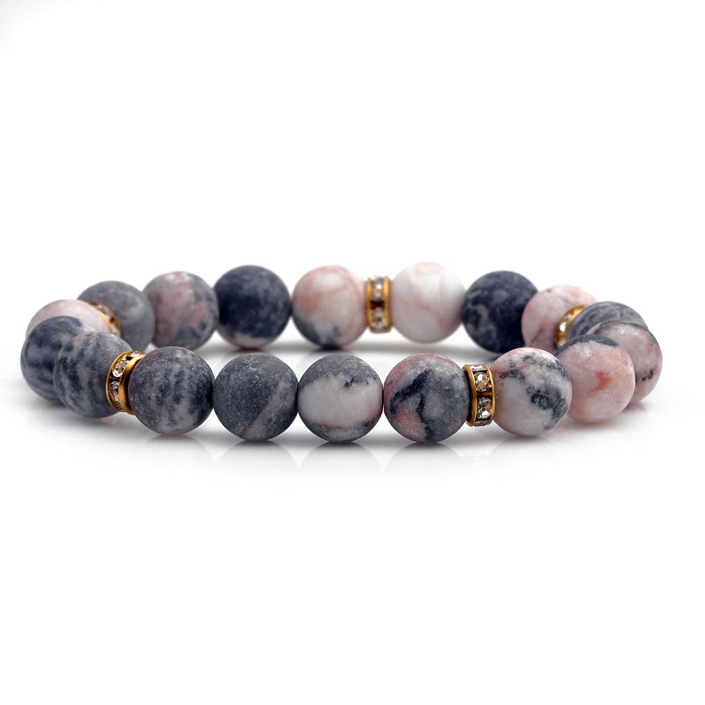Bracelet de guérison en perles givrées en rhodonite naturelle Olivenorma
