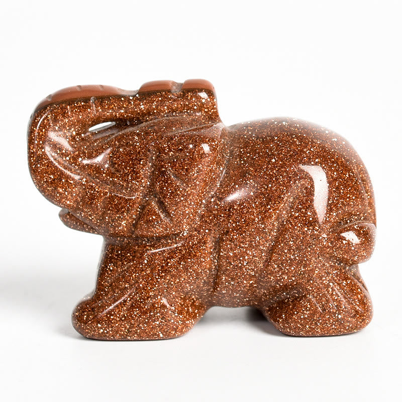 Figurine d'éléphant sculptée Olivenorma 1,5/2 pouces Décoration en pierres précieuses