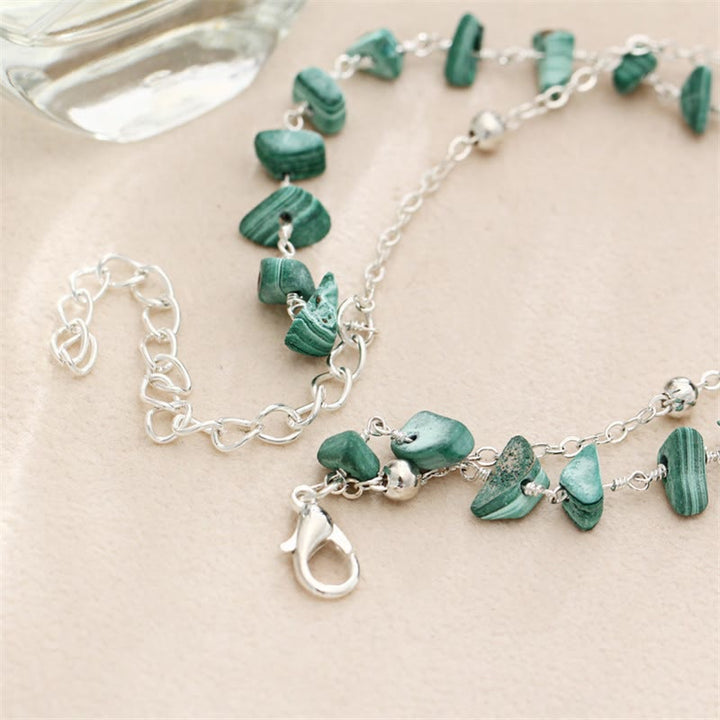 Bracelet de cheville en gravier de malachite naturelle Olivenorma