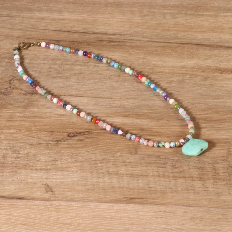 Collier ras du cou avec pendentif géométrique en amazonite Olivenorma