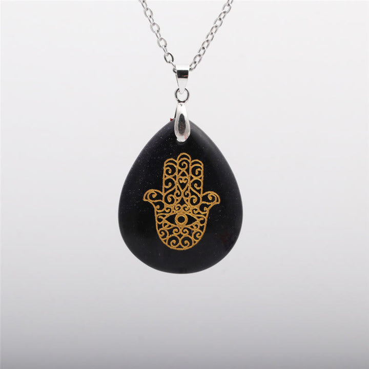 Collier pendentif Hamsa en cristal naturel en forme de goutte Olivenorma