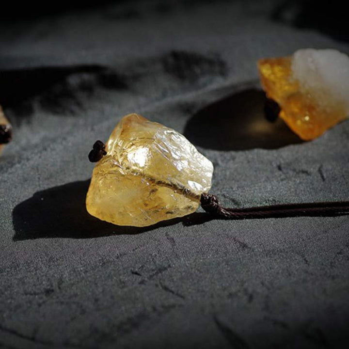Collier de pierres précieuses de prospérité en citrine naturelle