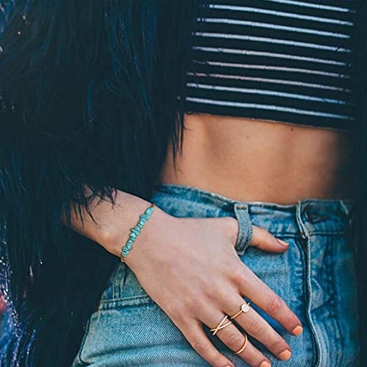 Bracelet en or et perles turquoise Olivenorma