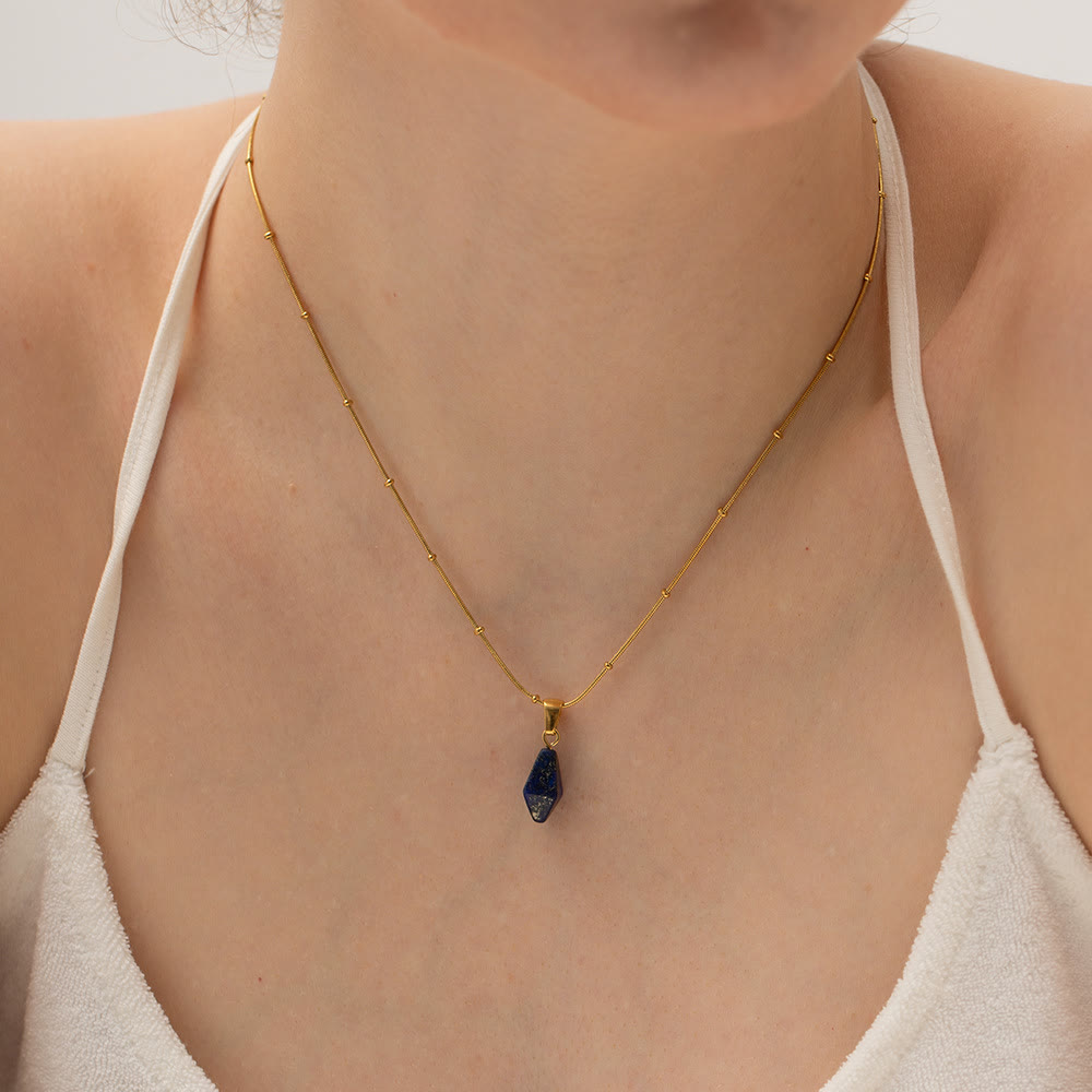 Collier avec pendentif en quartz rose, lapis-lazuli, turquoise et diamant Olivenorma
