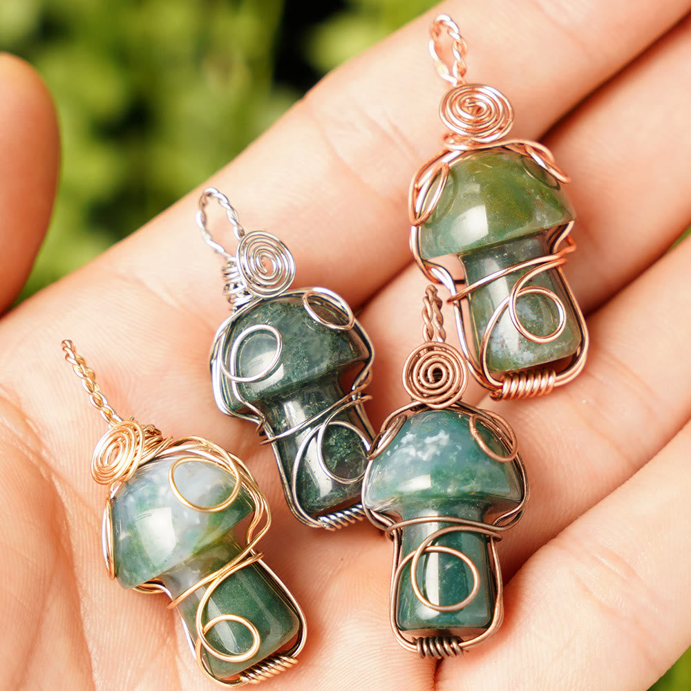 Collier en pierre de guérison naturelle Olivenorma aux champignons