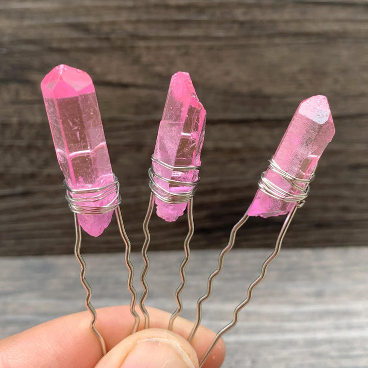 Épingle à cheveux en cristal faite à la main Olivenorma - Quartz rose - image 23