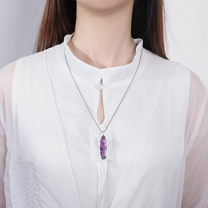 Collier en cristal Olivenorma avec pierres précieuses de l'arbre de vie