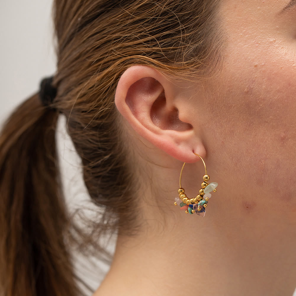 Boucles d'oreilles en acier inoxydable avec gravier naturel Olivenorma