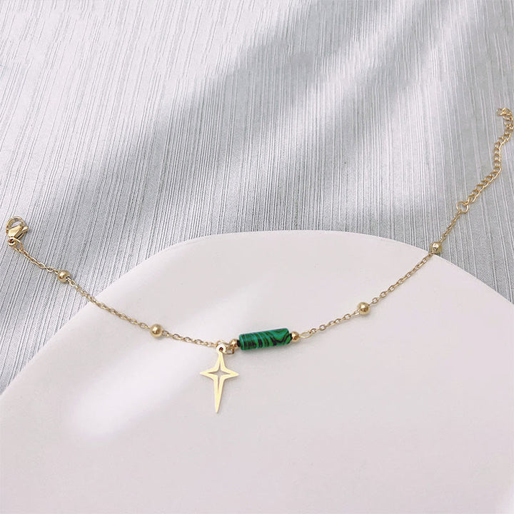 Collier et bracelet avec pendentif étoile en malachite naturelle Olivenorma
