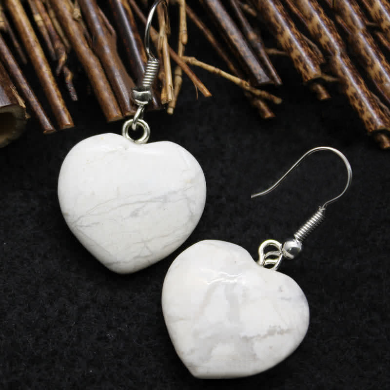 Boucles d'oreilles de guérison en cristal naturel avec cœur