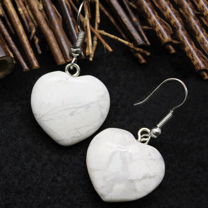 Boucles d'oreilles de guérison en cristal naturel avec cœur
