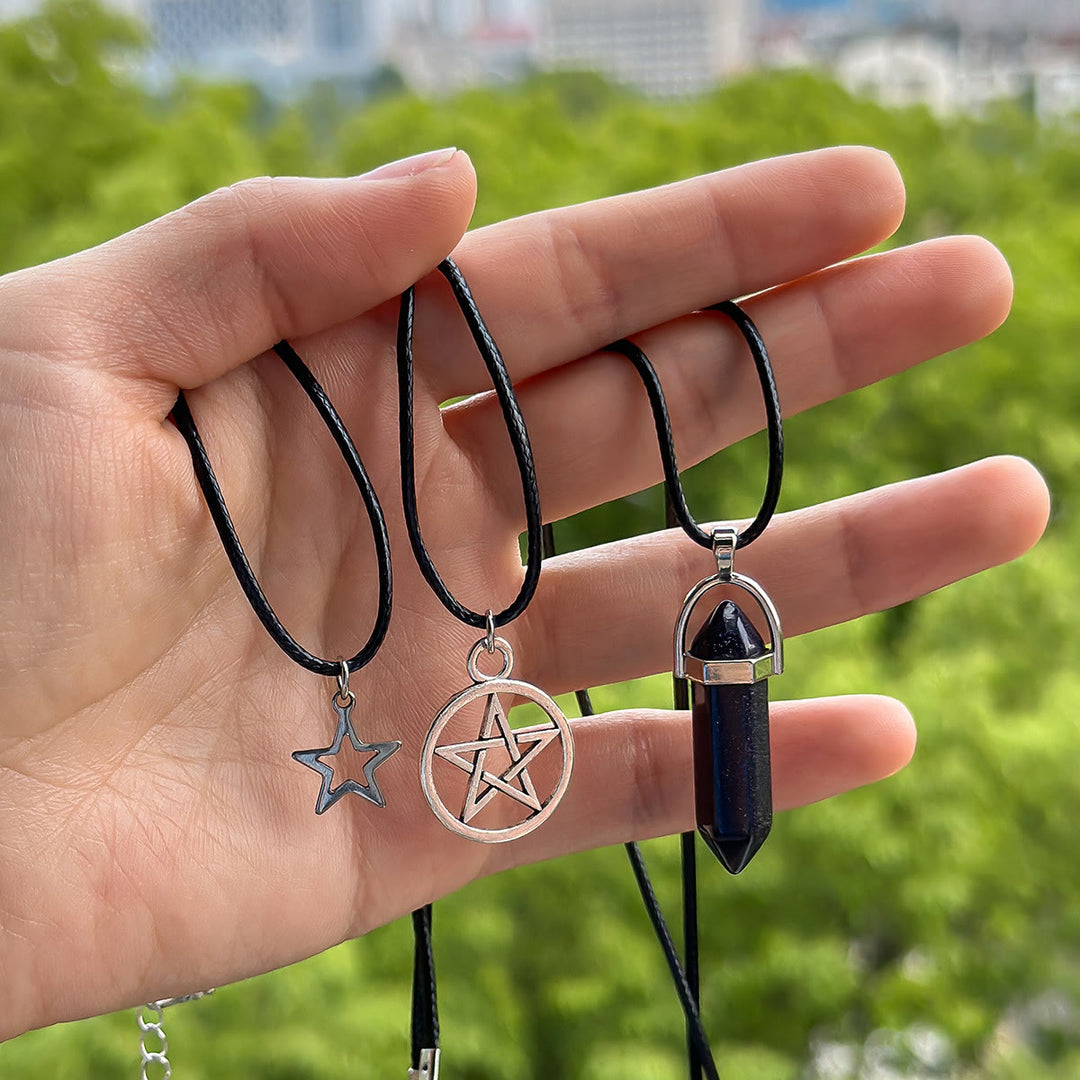 Ensemble de colliers avec pendentif en pierre naturelle Arbre de vie et mauvais œil Olivenorma