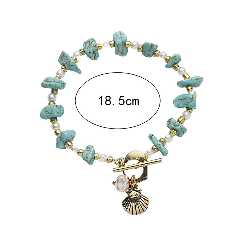 Bracelet pendentif en coquillage turquoise irrégulier Olivenorma
