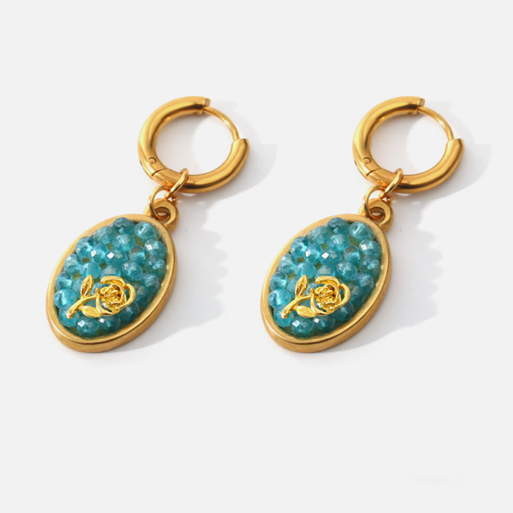 Boucles d'oreilles pendantes ovales en tourmaline rose écrasée Olivenorma Paraiba