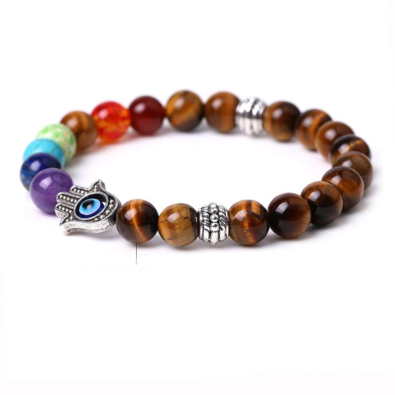 Bracelet Olivenorma Chakra Naturel Hamsa & Evil Eye Reki