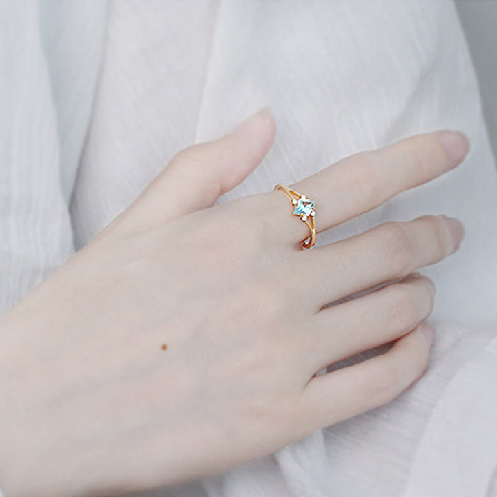 Bague Olivenorma en diamant et zircon blanc aigue-marine