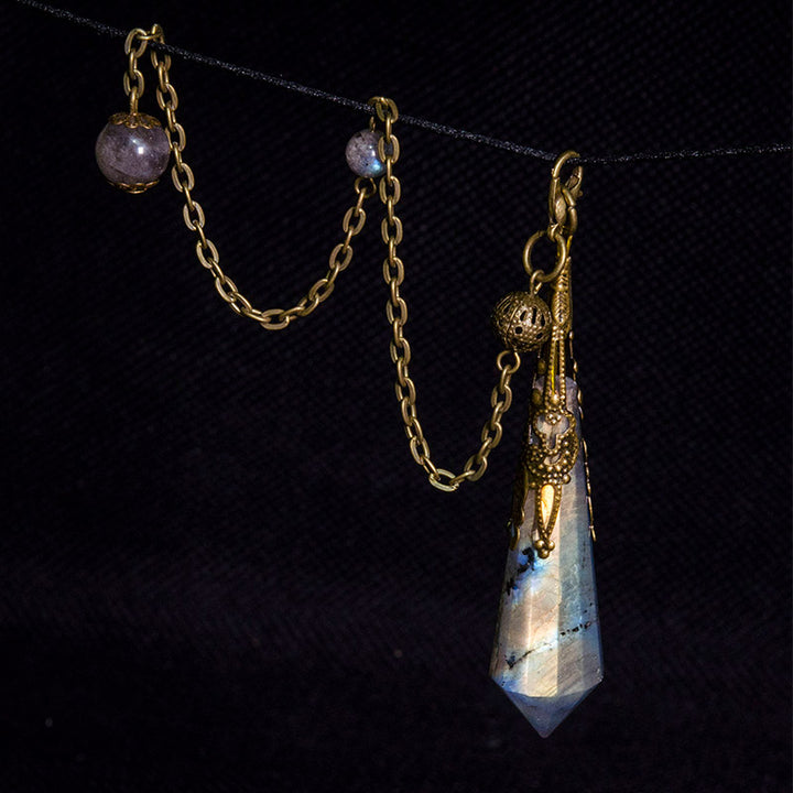 Pendule de protection en pierre de lune grise