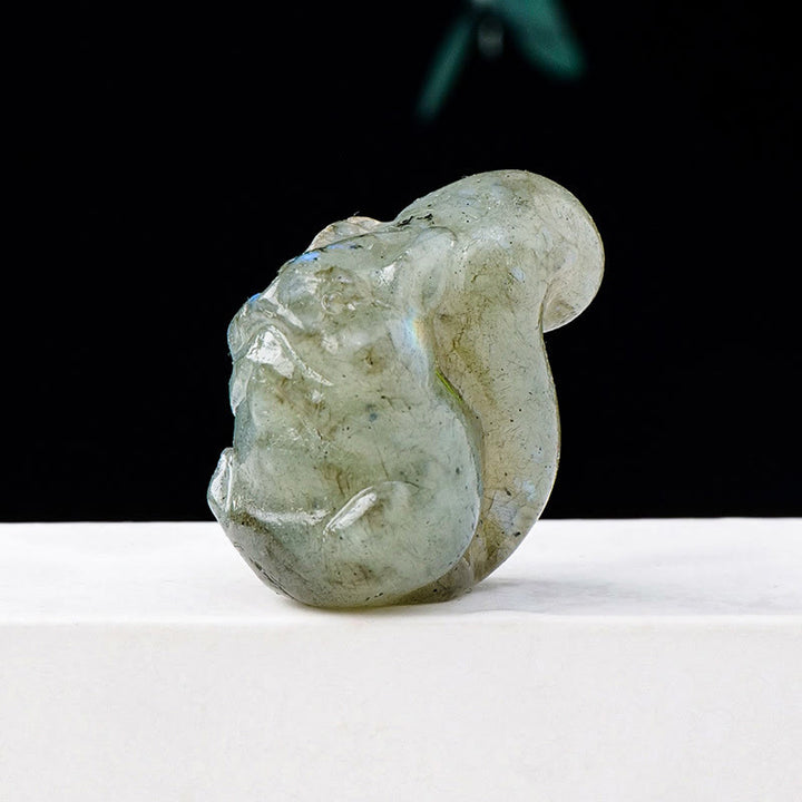 Ornement de sculpture d'écureuil en cristal naturel Olivenorma Décoration en pierres précieuses