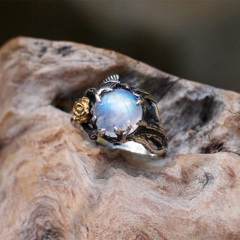 Bague Orgonite Rose en Pierre de Lune Olivenorma