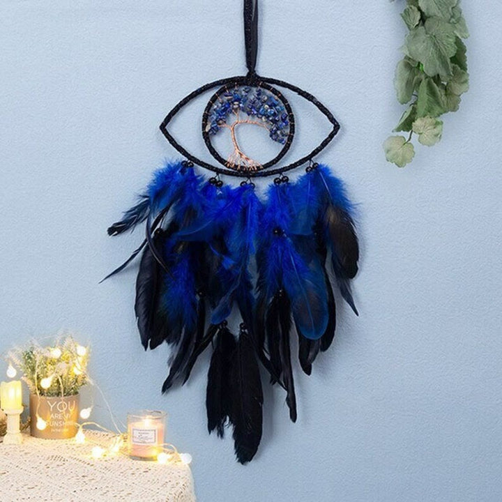 Attrape-rêves en plumes avec arbre de vie en sodalite Olivenorma