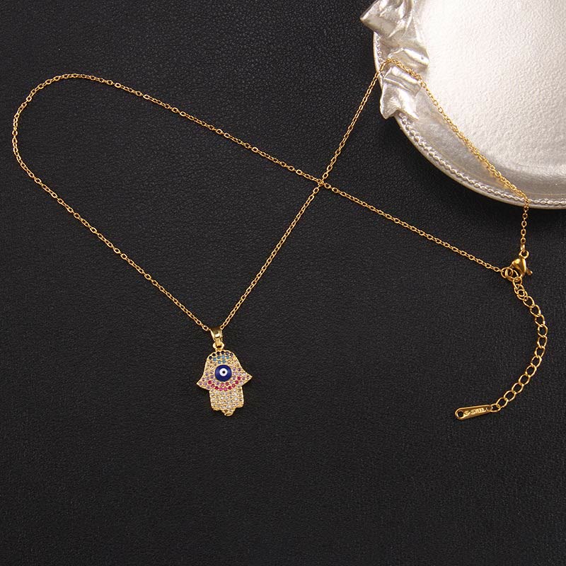 Collier Hamsa avec mauvais œil « Bonne fortune » Olivenorma