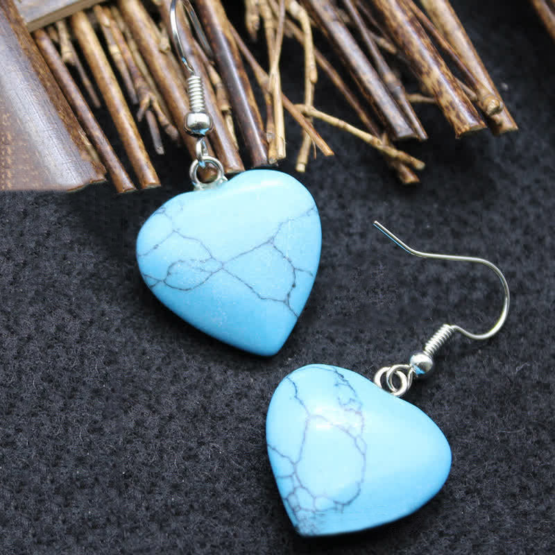 Boucles d'oreilles de guérison en cristal naturel avec cœur