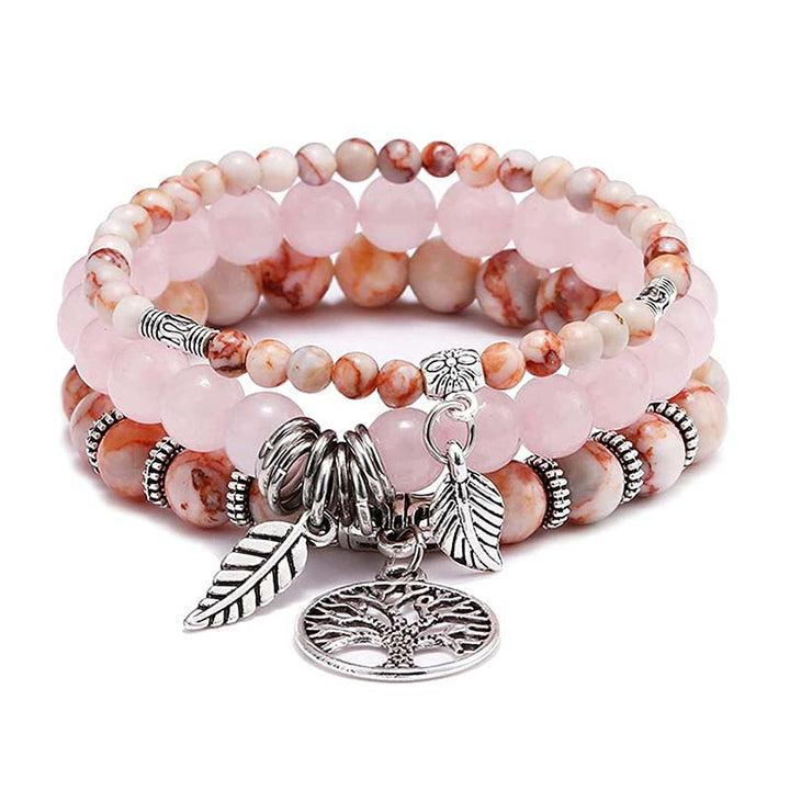 Bracelet en quartz rose Arbre de vie Olivenorma